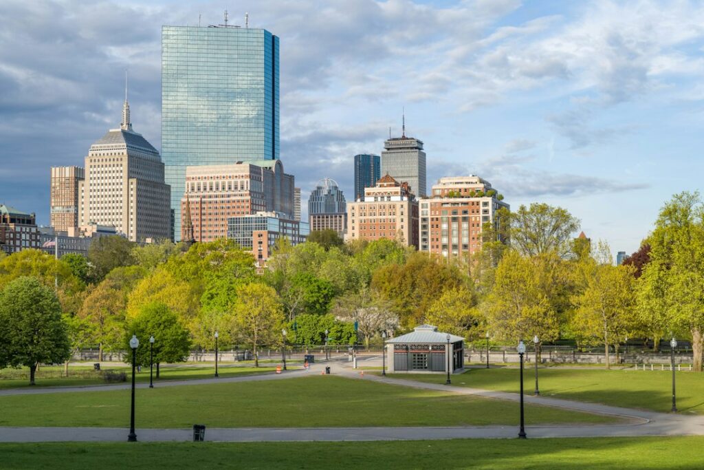 Boston, Massachusetts skyline, representing the state's 4% millionaires surtax on large home sale gains